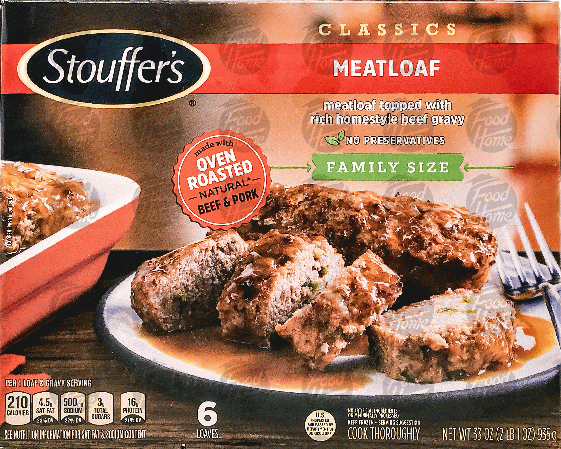 Stouffer's Family Size meatloaf; oven baked meatloaf in a homestyle gravy Full-Size Picture